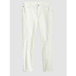 GAP Mid Rise Girlfriend Jeans with Distressed Detail - White